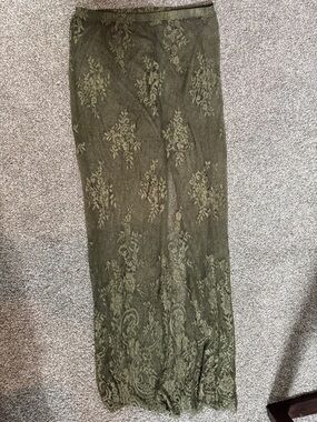 Olive Lace Maxi Skirt - Elegant Women's Long Skirt